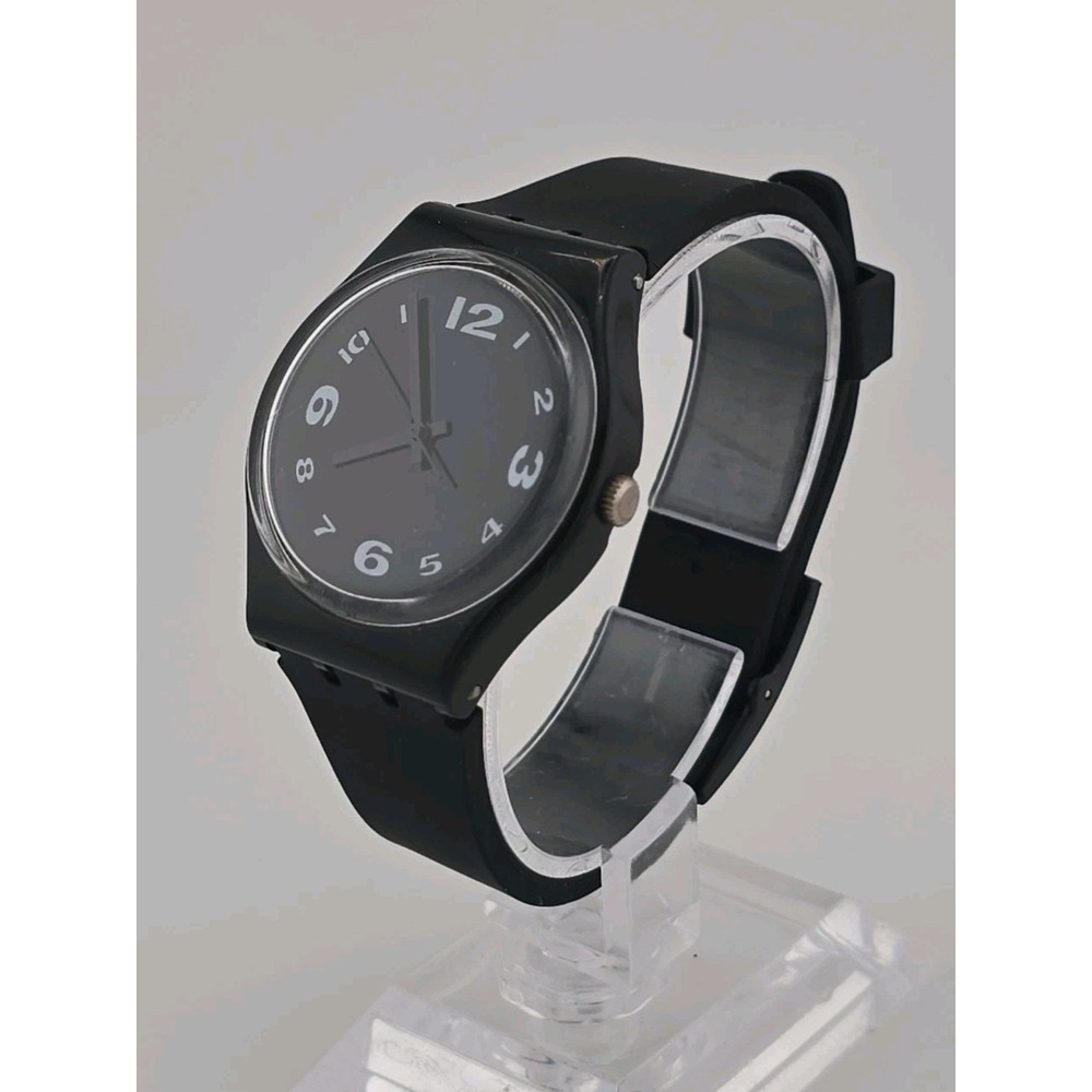 Vtg Swatch "After Dark" GB144 - Black on Black 34mm Unisex Watch - New Battery